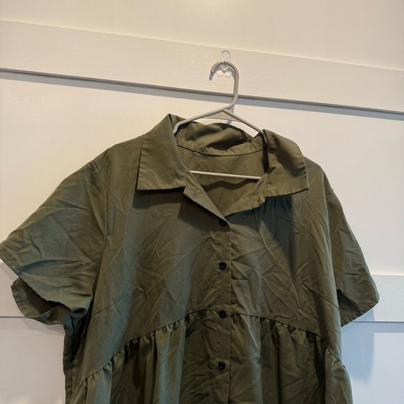 SHEIN Curve Khaki Shirt Dress - Picture 3 of 7